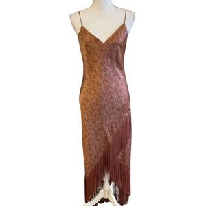 Cami NYC Womens Floral Silk Slip Dress Size M Fringe Gatsby Wedding Party Glam